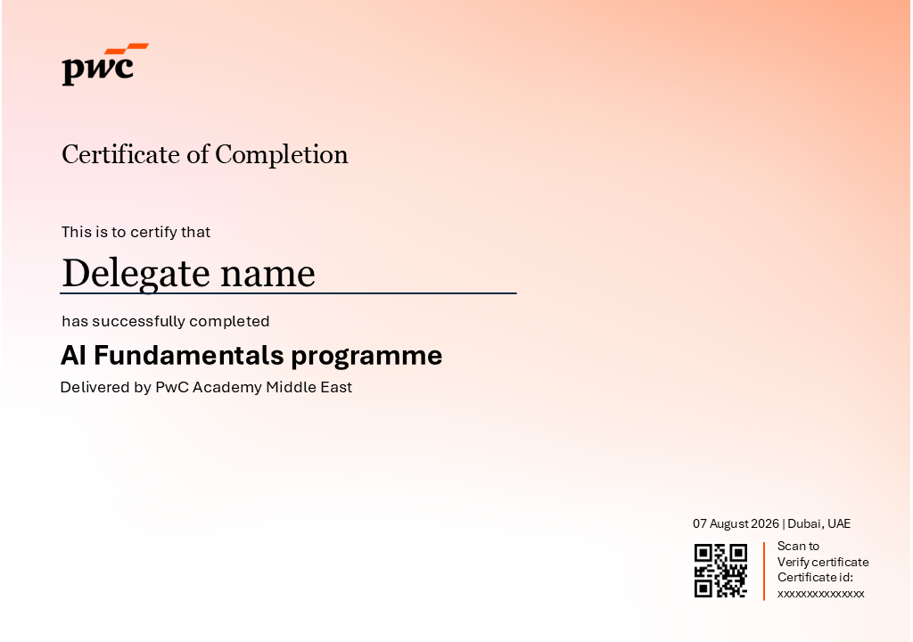PwC Academy Certificate of Completion